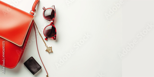 Style Snapshot: Minimalist flat lay of purse, sunnies, and wallet with open layout