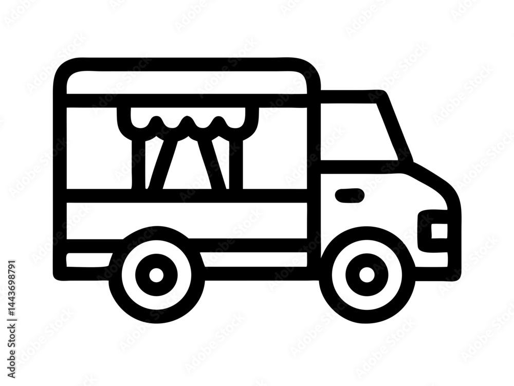 Food truck icon, side view, simple design Food truck icon, side view, simple design