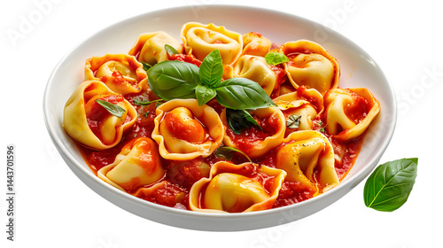 Delicious Traditional Italian Tortellini with Tomato Sauce Plated Professionally