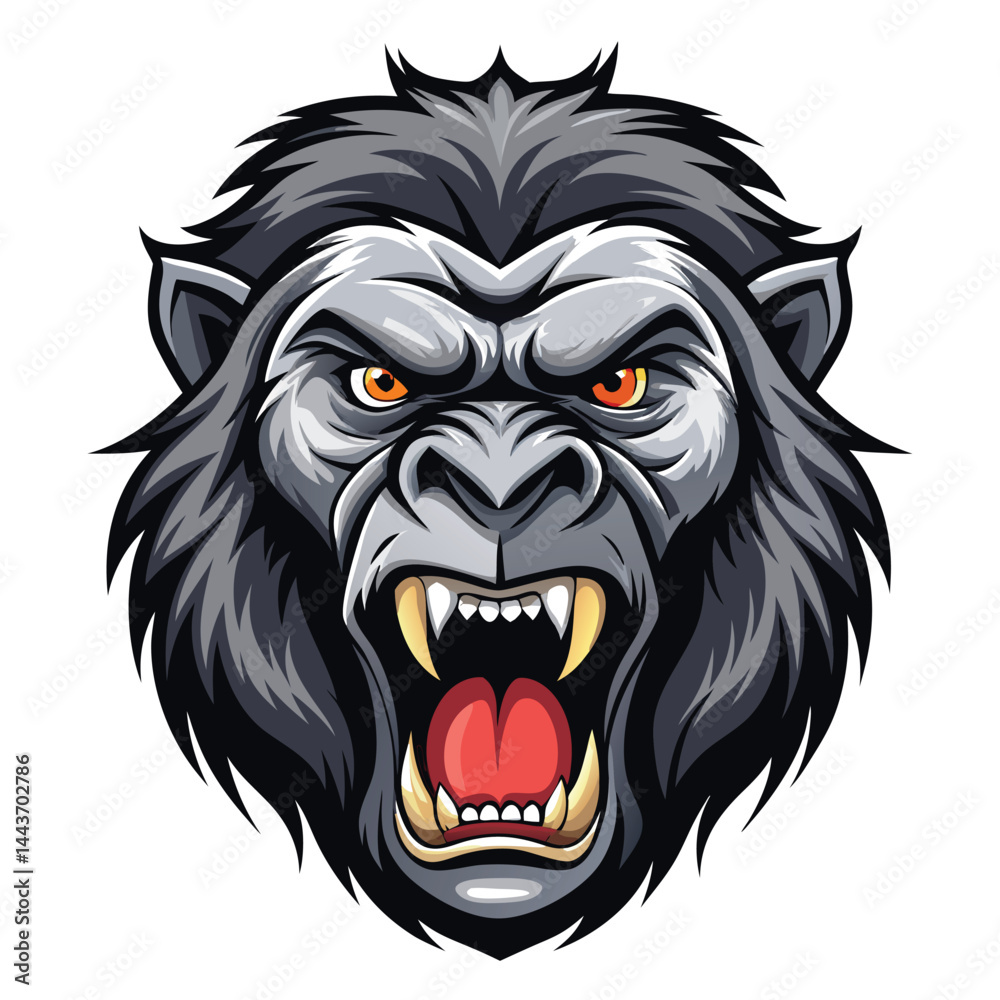 Fototapeta premium Angry gorilla head illustration (1)