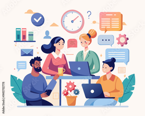 Business Job Interview Concept – Vector Illustration of Woman Interviewing Man at Table, Isolated