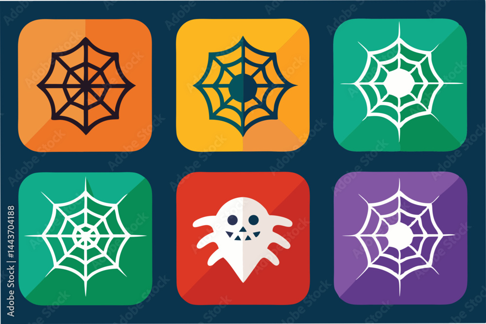 Halloween Spiderweb Icons Set Perfect for Branding and App Design Halloween Spiderweb Icons Set Perfect for Branding and App Design