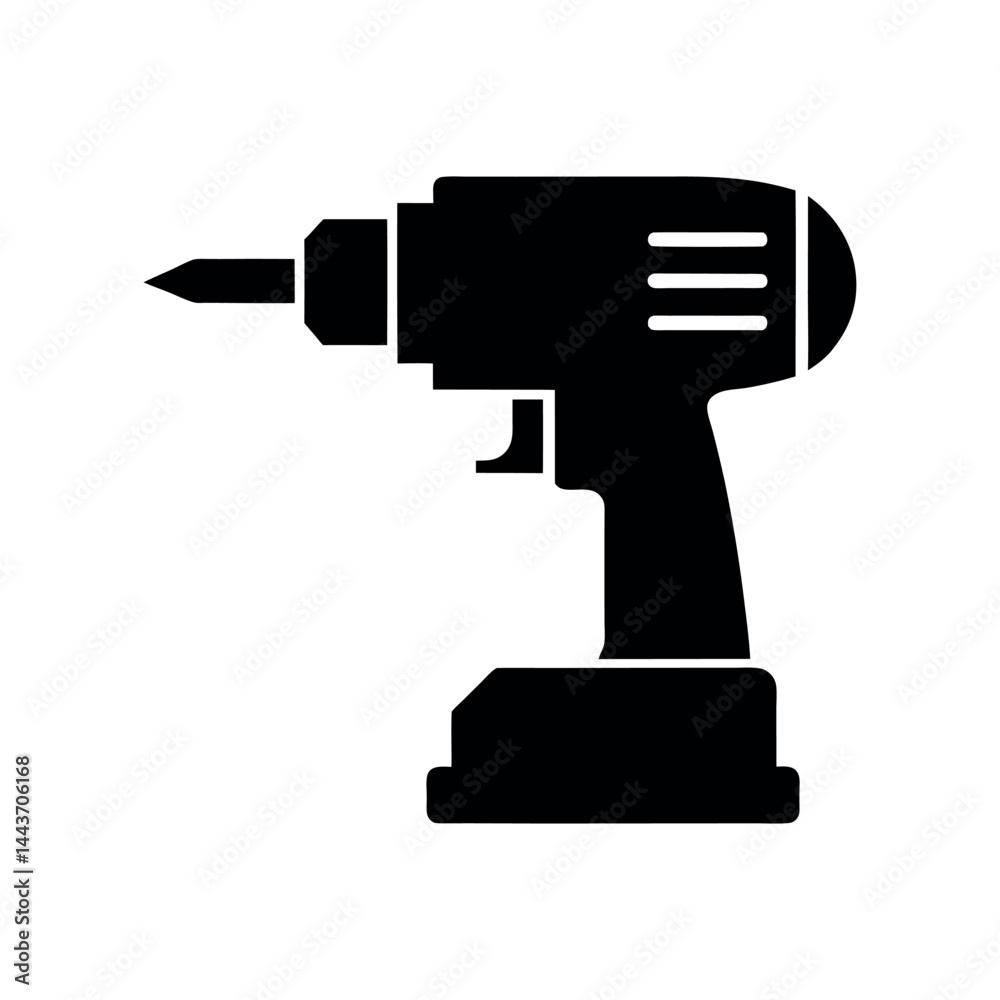 Black Power Tool Equipment Vector