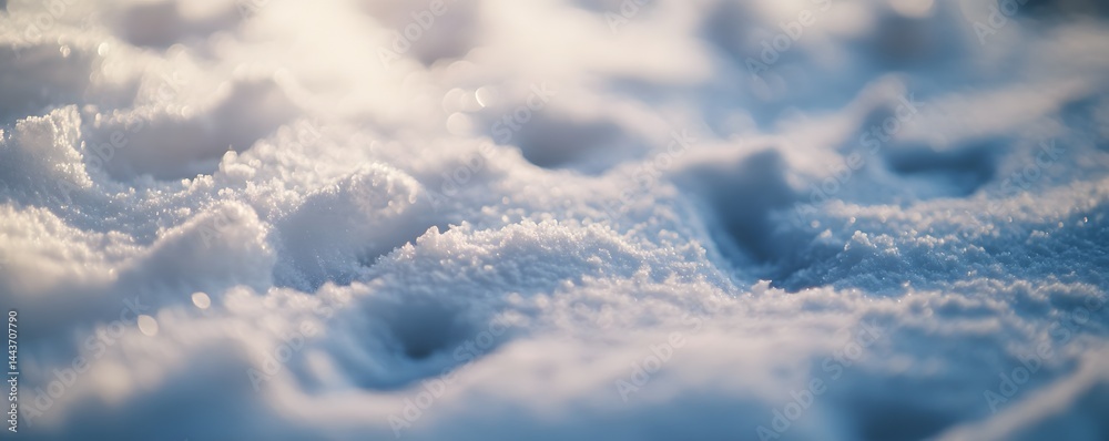 Obraz premium Fresh snow blankets the ground with delicate texture and shadows