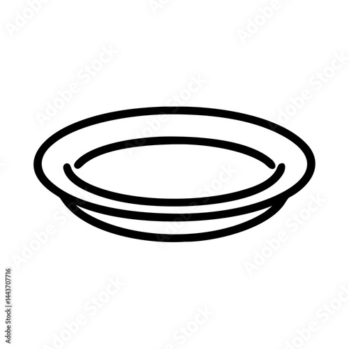Simple outline of a plate, icon, vector 