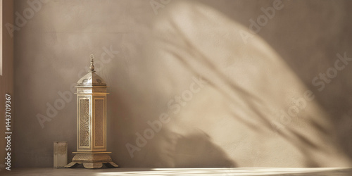 Taupe Ramadan layout with soft brown background with peaceful and elegant for editorial or social use