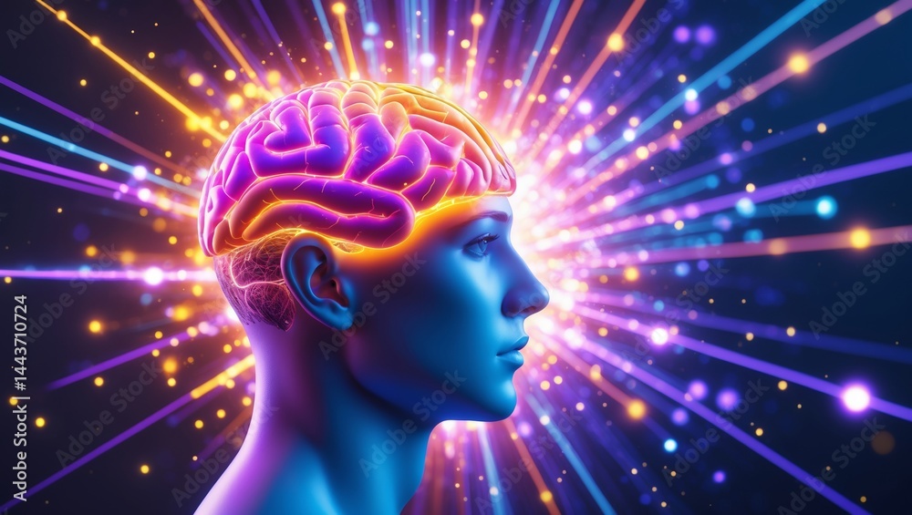 Obraz premium Vibrant abstract brain connectivity