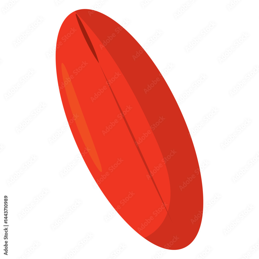 Red surfboard in tilt view. Vector Red surfboard in tilt view. Vector