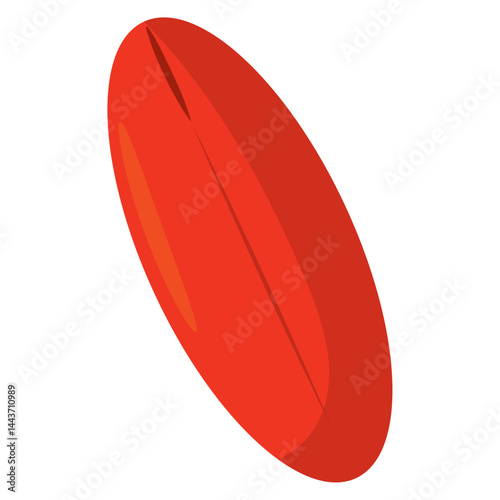 Red surfboard in tilt view. Vector