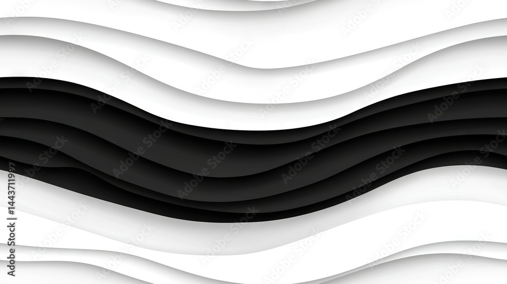 Obraz premium A black-and-white wavy background with two black-and-white waves on either side of the first wave