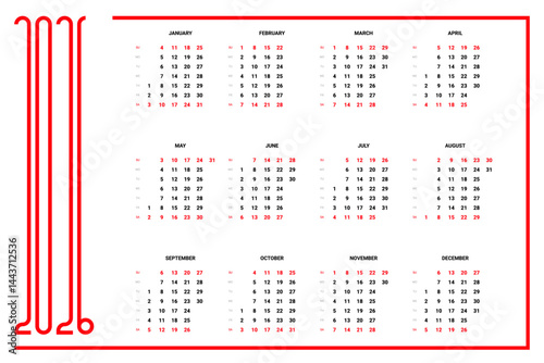 Calendar Layout Grid 2026 - Monthly Calendar Template