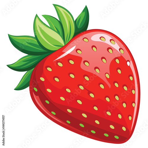 Vibrant red strawberry with green leaves (1)