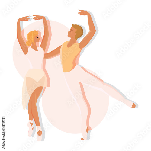 Ballet couple in motion. Vector