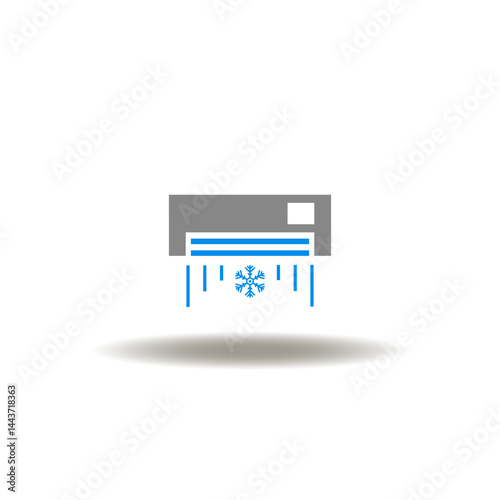 Obraz na płótnie Vector illustration of air conditioner or split system with snowflake and wind. Symbol of HVAC Heating Ventilation Air Conditioning Cooling. w salonie