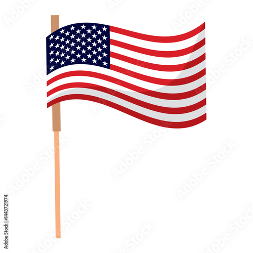 Waving small usa flag. Vector