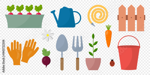 Gardening elements collection. Vector illustration
