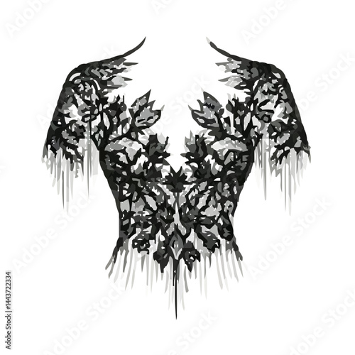 Edited Black Lace Bodysuit Icon, transparent background  