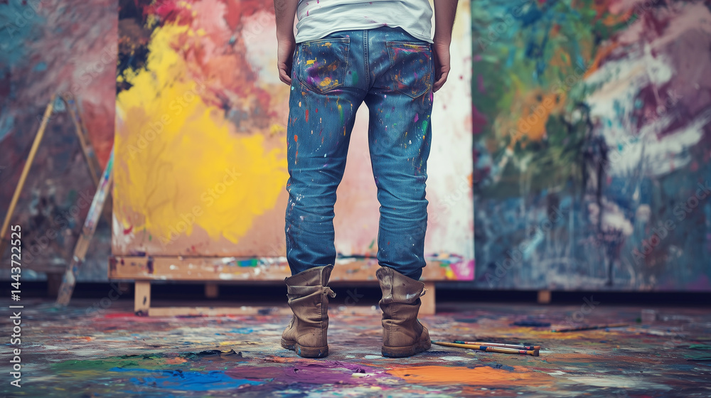 Obraz premium moments of splashes of bright palette of paints scattered on canvas