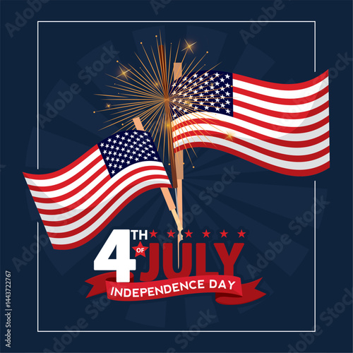 Flags and sparkler. Vector