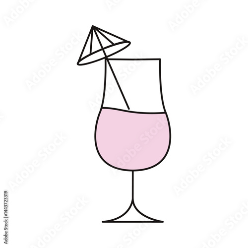 Colored cocktail with an umbrella. Vector