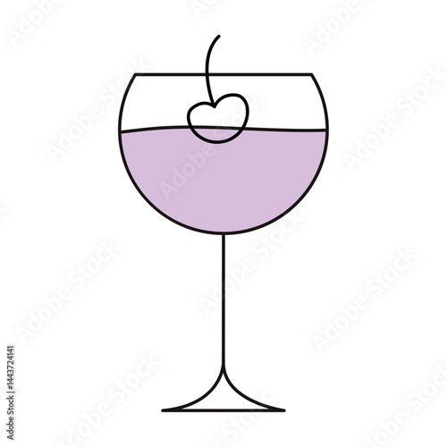 Colored cocktail with straw. Vector