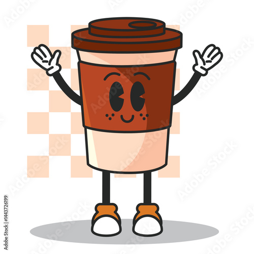 Coffee cup cartoon smile. Vector