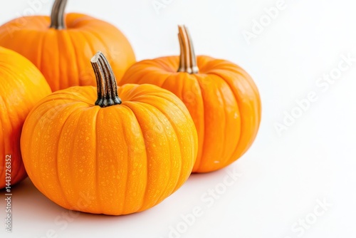 Pumpkins on white background. AI generated illustration.