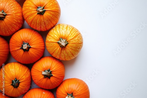 Pumpkins on white background. AI generated illustration.