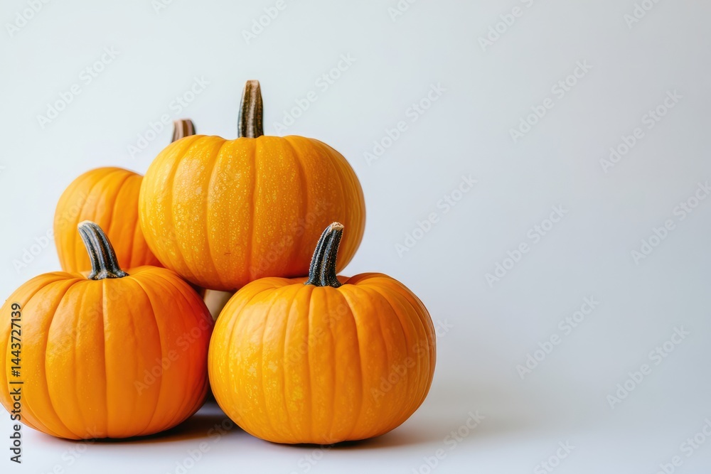Pumpkins on white background. AI generated illustration. Pumpkins on white background. AI generated illustration.