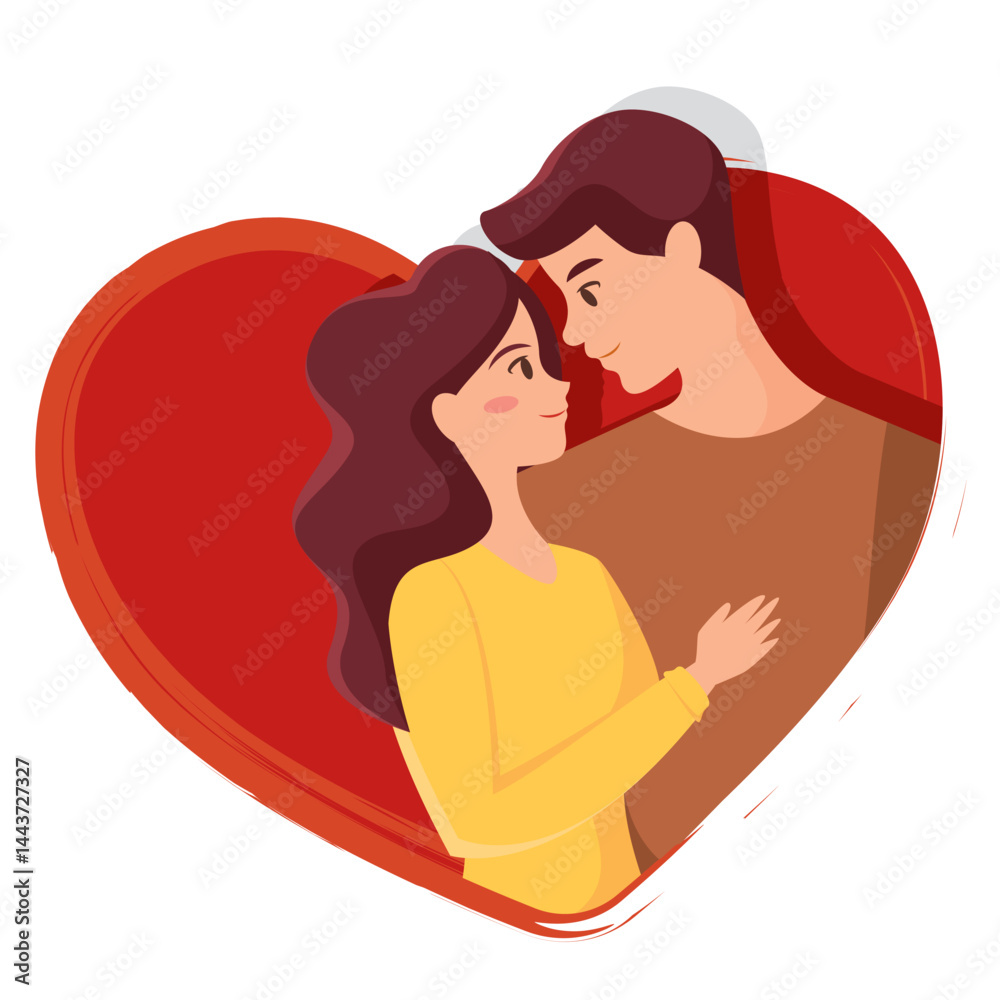 Obraz premium Happy cute valentine couple. Vector