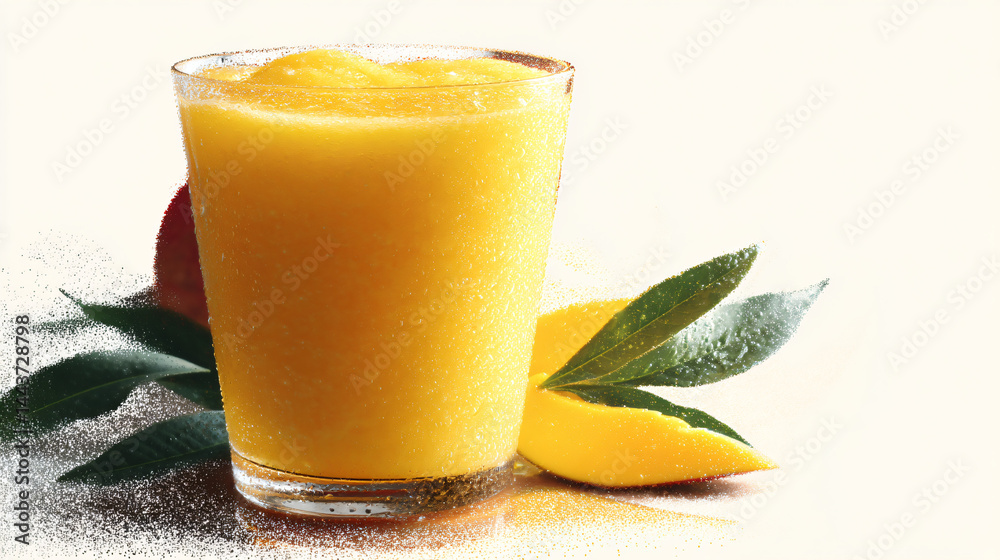 Refreshing mango smoothie in a clear glass, isolated on a transparent background. Refreshing mango smoothie in a clear glass, isolated on a transparent background.