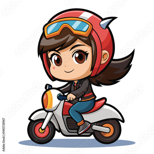 Cute girl cartoon riding a scooter