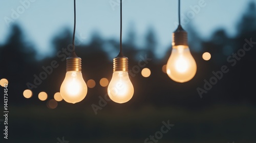 Illuminated bulbs hanging outdoors