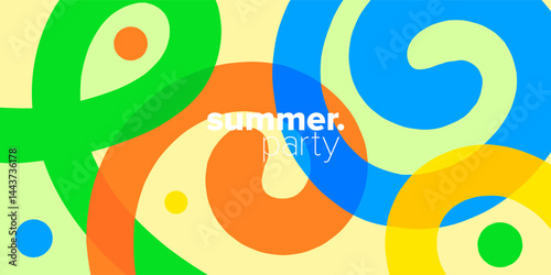 creative concept of summer party cover, card, backgrounds or poster style. Colorful abstract shape and line design