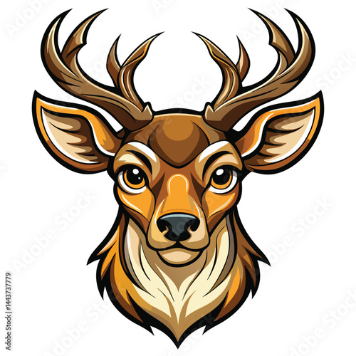 Cartoon deer head with large antlers