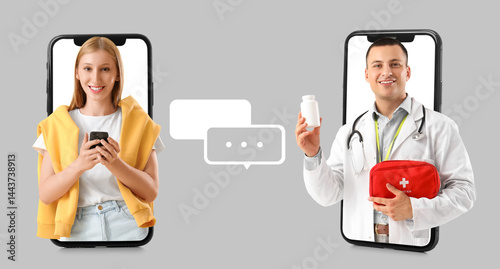 Young male doctor with pill...