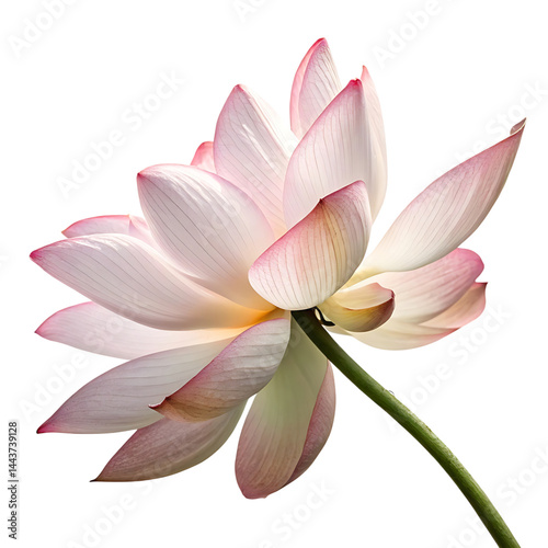 lotus flower in Transparent Background A Single Pink and White Lotus Flower in Profile View Against a Transparent Background