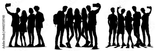 set vector businessman man and woman standing
