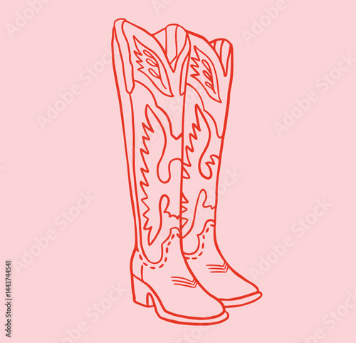 Cowgirl boots retro western illustration.