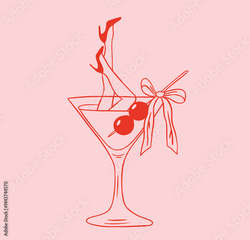 Cocktail girl celebration icon. Bachelorette Party.