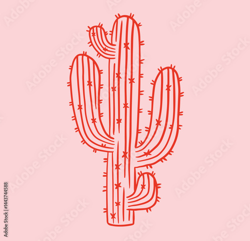 Cactus wild west cowboy illustration. 