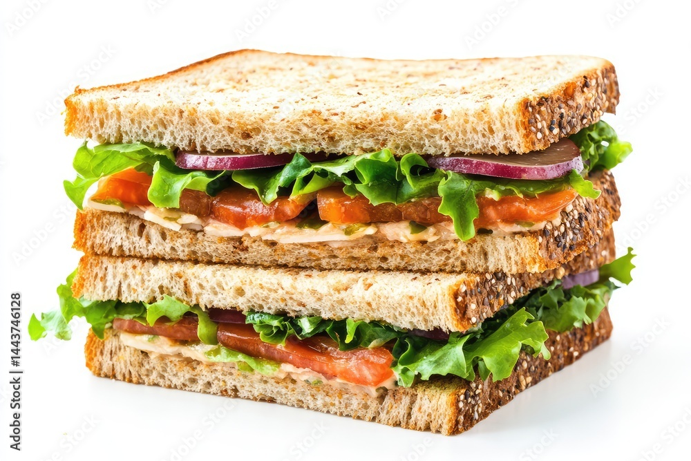 Sandwich, white background. AI generated illustration. Sandwich, white background. AI generated illustration.