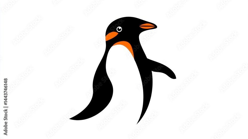 Fototapeta premium Stylish Penguin Illustration with Bold Black and White Contrast Perfect for Wildlife Nature