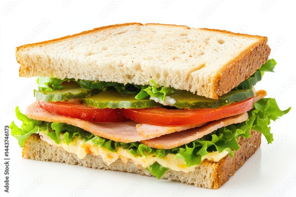 Sandwich, white background. AI generated illustration. Sandwich, white background. AI generated illustration.