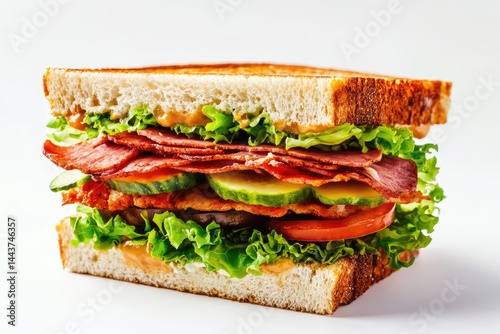 Sandwich, white background. AI generated illustration.