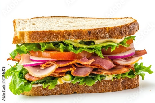 Sandwich, white background. AI generated illustration.
