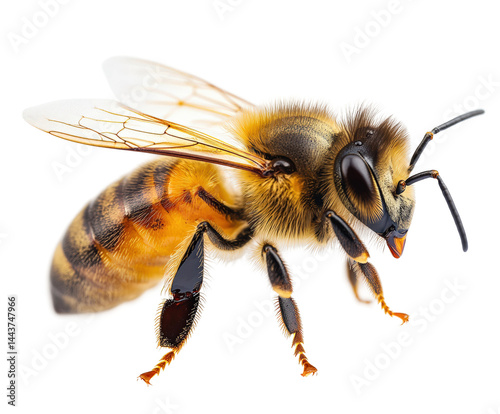 Bee pollination action garden environment viewpoint isolated on transparent background
