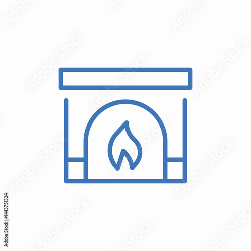 fireplace with flame icon sign vector