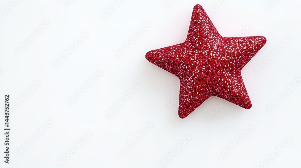 A textured, dark red star sparkles against a clean white background, creating a simple, festive aesthetic A textured, dark red star sparkles against a clean white background, creating a simple, festive aesthetic