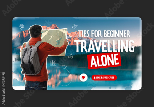 Travel Video Thumbnail Layout with Red Accents